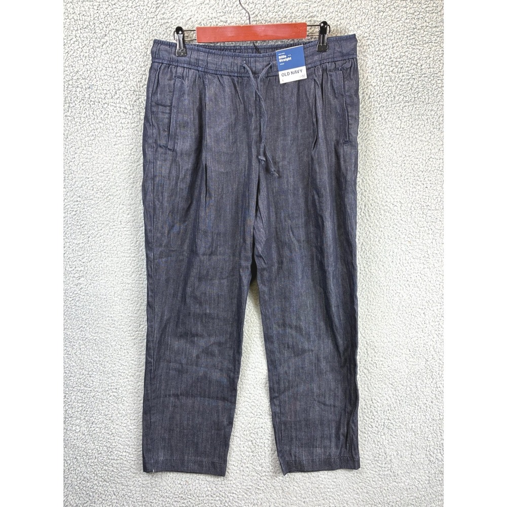 Old Navy Billie Straight High Rise Ankle Pants Womens L Blue Casual Chambray NWT